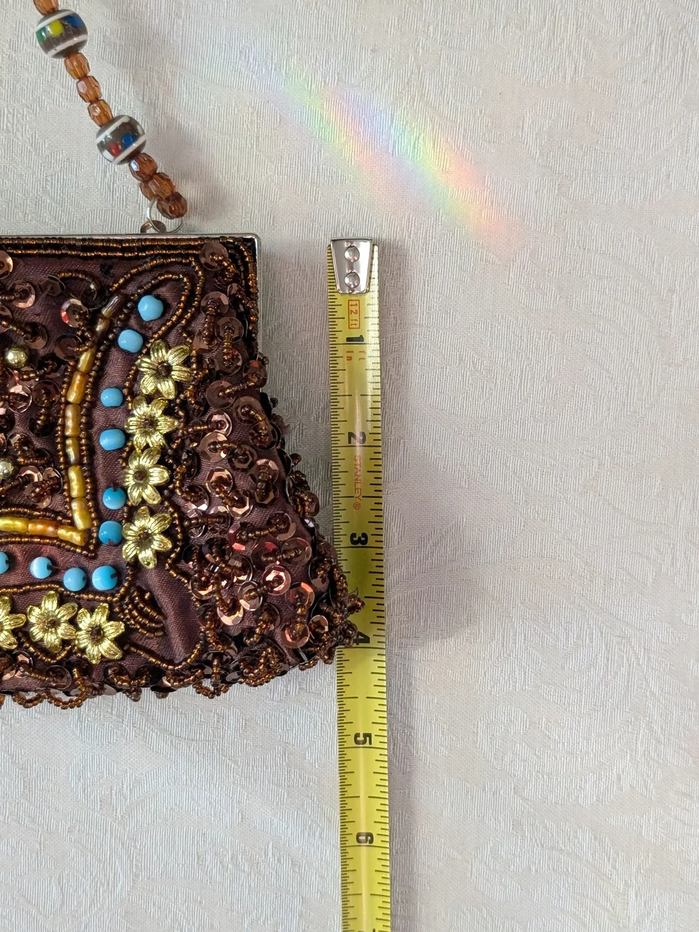 Embellished Brown Beaded Evening Clutch
